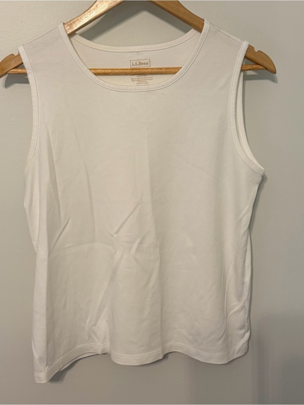 L.L.Bean Supima Cotton Tank Top Women’s Large White Sleeveless Crewneck Basic